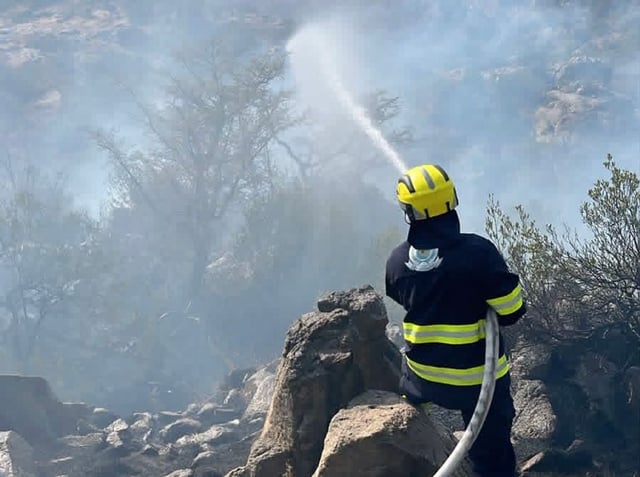 الدفاع المدني يخمد حريقًا في منطقة جبلية بتنومة دون إصابات