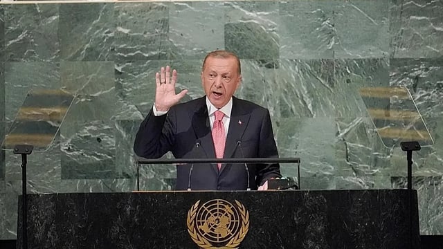 انسحاب الوفد الإسرائيلي خلال كلمة أردوغان عن غزة في الأمم المتحدة
