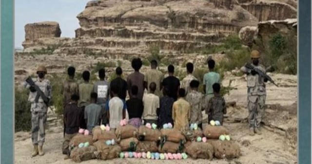 القبض على 18 مخالفا من الجنسية الإثيوبية لتهريبهم 360 كيلوجرامًا من القات بعسير