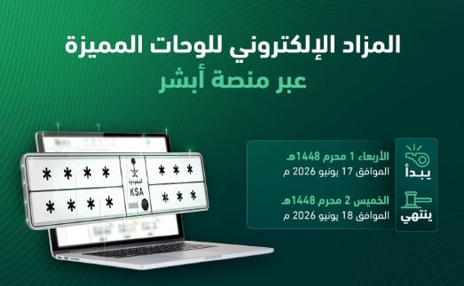 المرور: طرح مزاد اللوحات الإلكتروني غدًا الأربعاء
